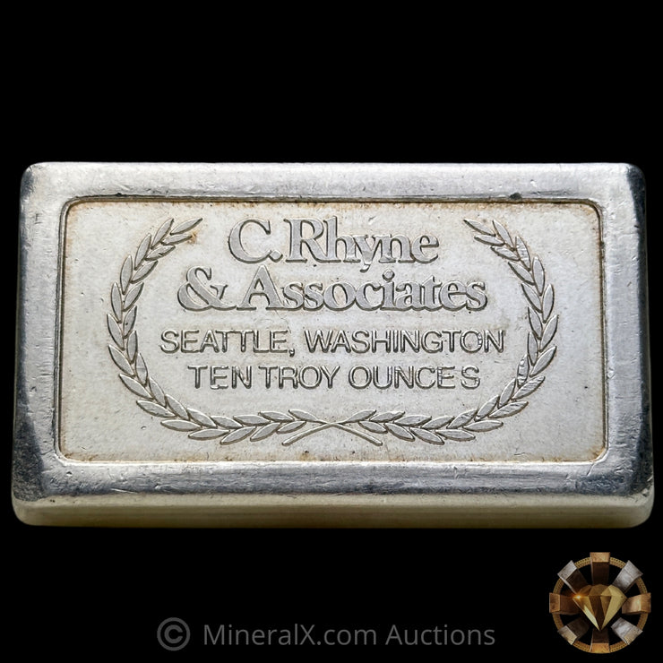 10oz C Rhyne & Associates Rare USVI Ingot Co Vintage Silver Stacker Bar