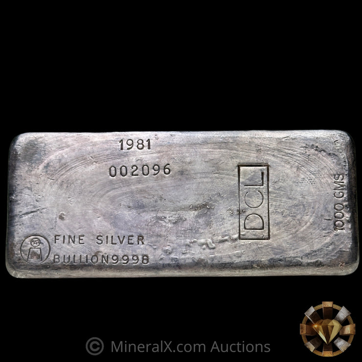 1000g (Kilo) 1981 Harrington Metallurgy Ltd Australia Vintage Silver Bar with DCL Counterstamp