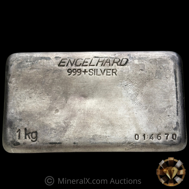 Kilo Engelhard Australia Reverse Stamp Vintage Silver Bar With Rare SILEC Counterstamp