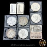 x10 1oz Misc Vintage Silver Bar & Coin Lot