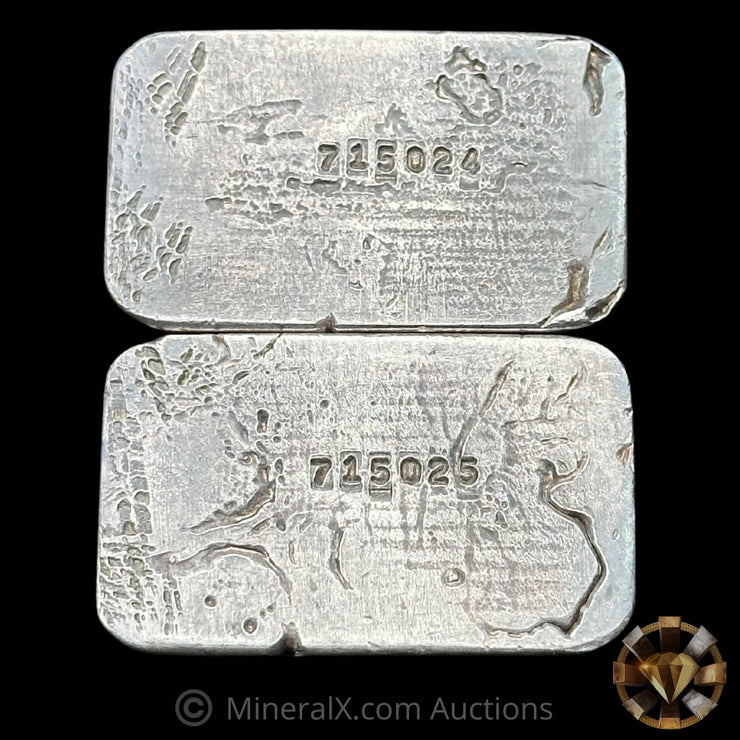 x2 5oz Consolidated Mines & Metals Small Serial Variety Vintage Silver Sequential Serial Bar Lot