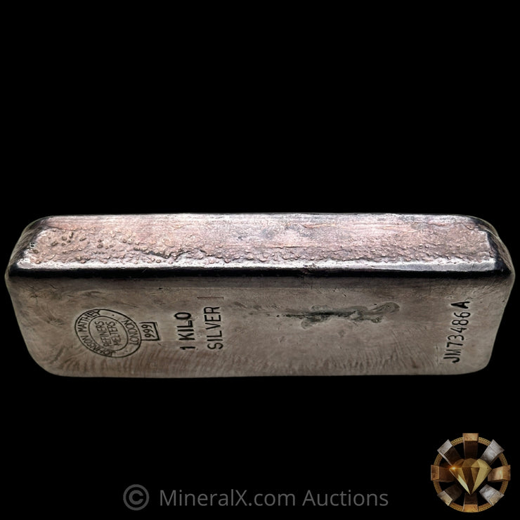 Kilo JM Johnson Matthey London Melters & Refiners "With Serial Variety" Vintage Silver Bar