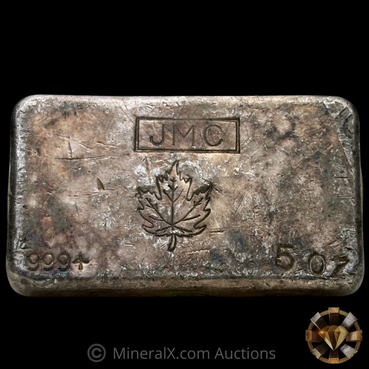 5oz JMC Johnson Matthey Maple Leaf Vintage Silver Bar