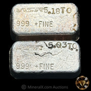 x2 5oz (5.18oz,5.03oz) WSR Western States Refining Vintage Silver Bar Lot