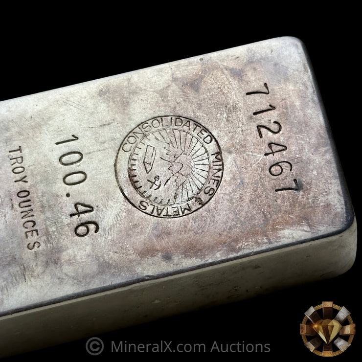 100.46oz Consolidated Mines & Metals Vintage Silver Bar