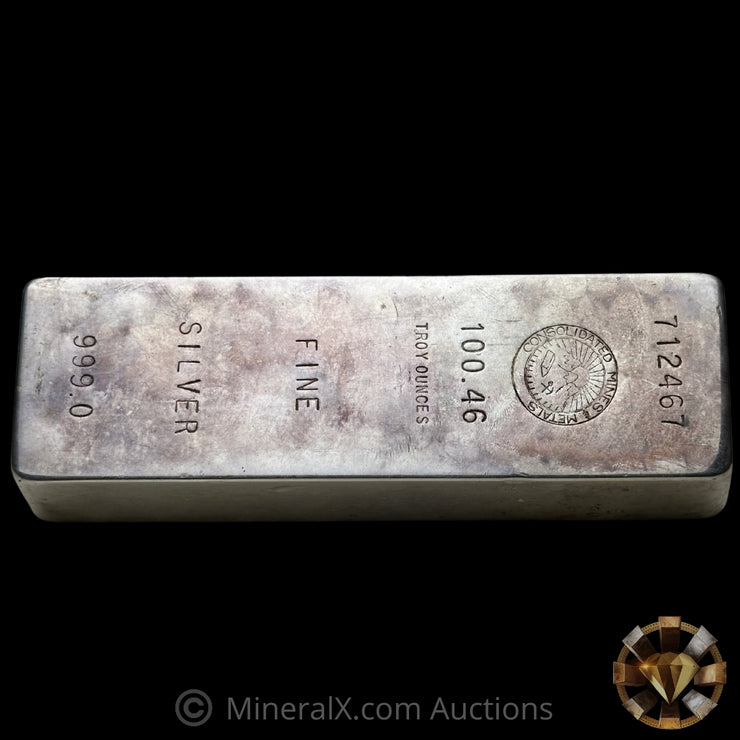 100.46oz Consolidated Mines & Metals Vintage Silver Bar