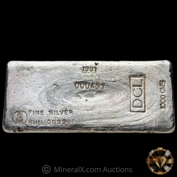 1000g (Kilo) 1981 Harrington Metallurgy Ltd Australia Vintage Silver Bar with DCL Counterstamp