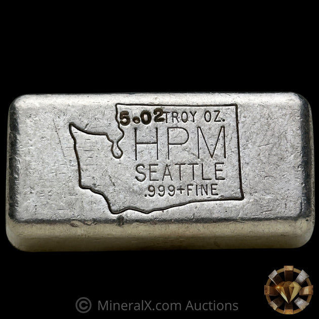 5.02oz HPM Seattle Hallmark Precious Metals Vintage Silver Bar – MineralX