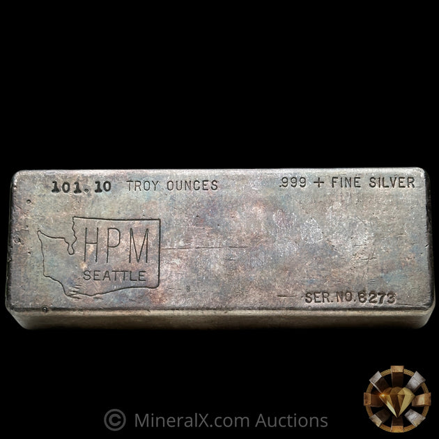 101.1oz HPM Seattle Hallmark Precious Metals Vintage Silver Bar – MineralX