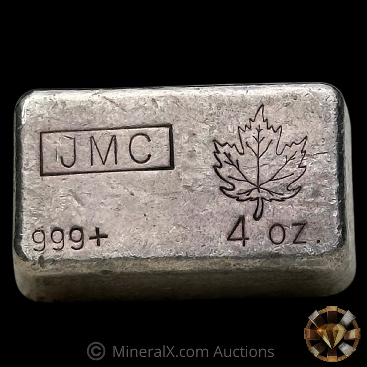 4oz JMC Johnson Matthey Maple Leaf Vintage Silver Bar
