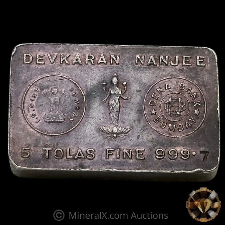 5Tolas Devkaran Nanjee Bombay Vintage Silver Bar