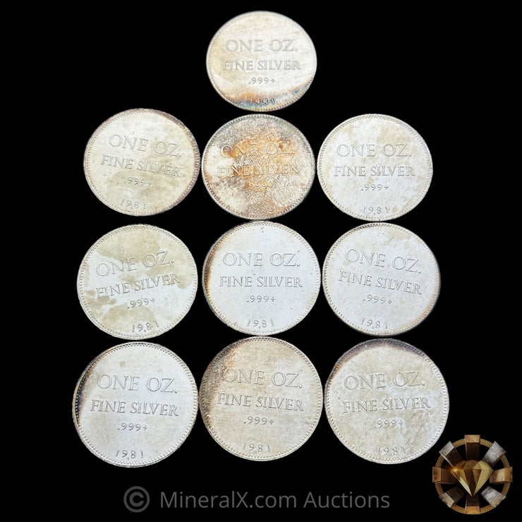 x10 1oz Hoffman And Hoffman Vintage Silver Coin Lot