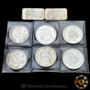 x8 1oz Misc Vintage Silver Bar & Coin Lot
