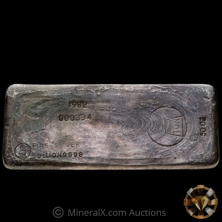 50oz Harrington Metallurgy Ltd Australia Vintage Silver Bar With Unique Reverse Logo Impression