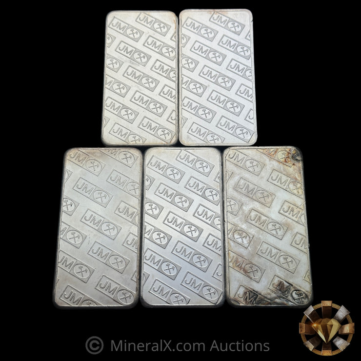 x5 10oz JM Johnson Matthey Vintage Silver Bar Lot