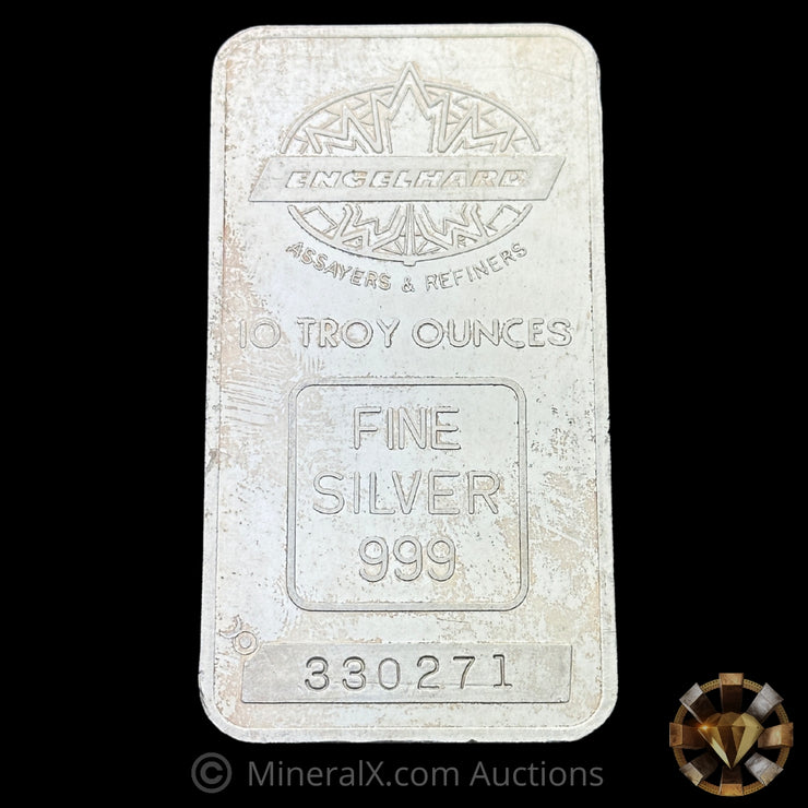 10oz Engelhard Assayers & Refiners Maple Leaf Bull Logo Privy Vintage Silver Bar