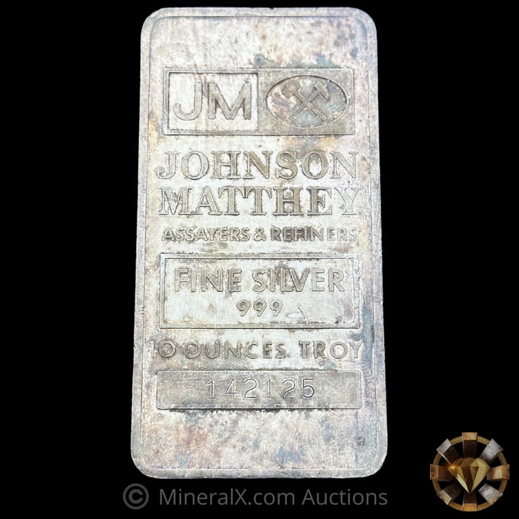 10oz JM Johnson Matthey Blank Back Vintage Silver Bar