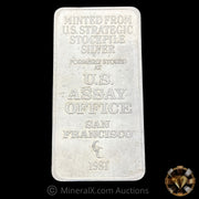 10oz 1981 US Assay Office Strategic Stockpile Vintage Silver Bar