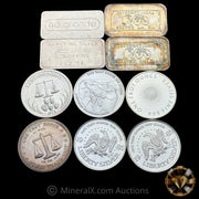 x10 1oz Misc Vintage Silver Bar & Coin Lot