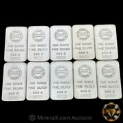 x10 1oz Sharps Pixley & Co London Bullion Brokers No Serial Variety Vintage Silver Bar Lot