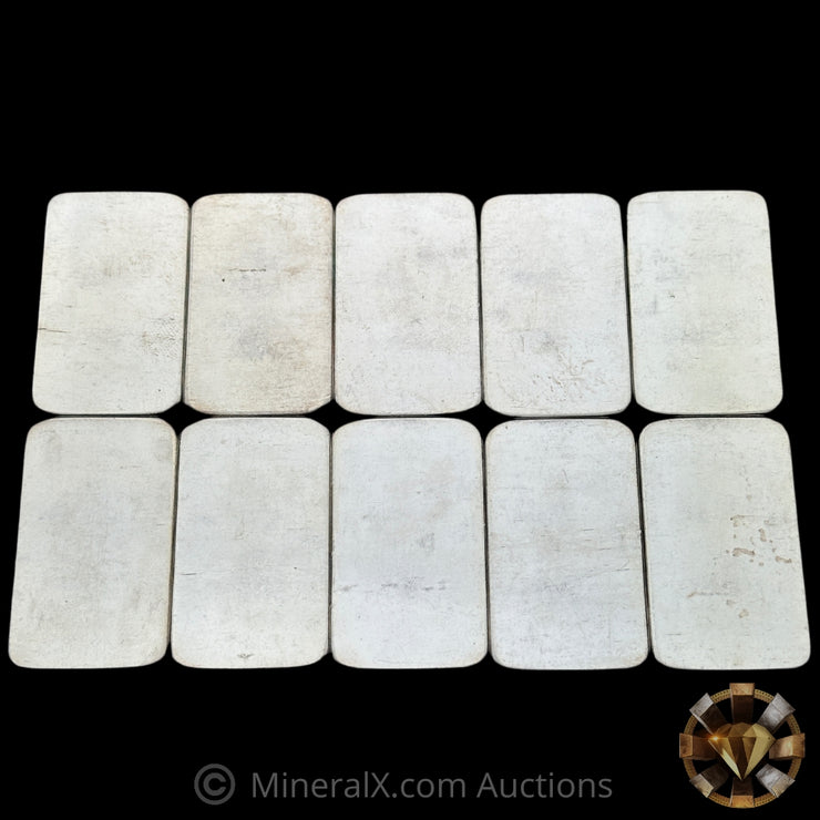 x10 1oz Sharps Pixley & Co London Bullion Brokers No Serial Variety Vintage Silver Bar Lot
