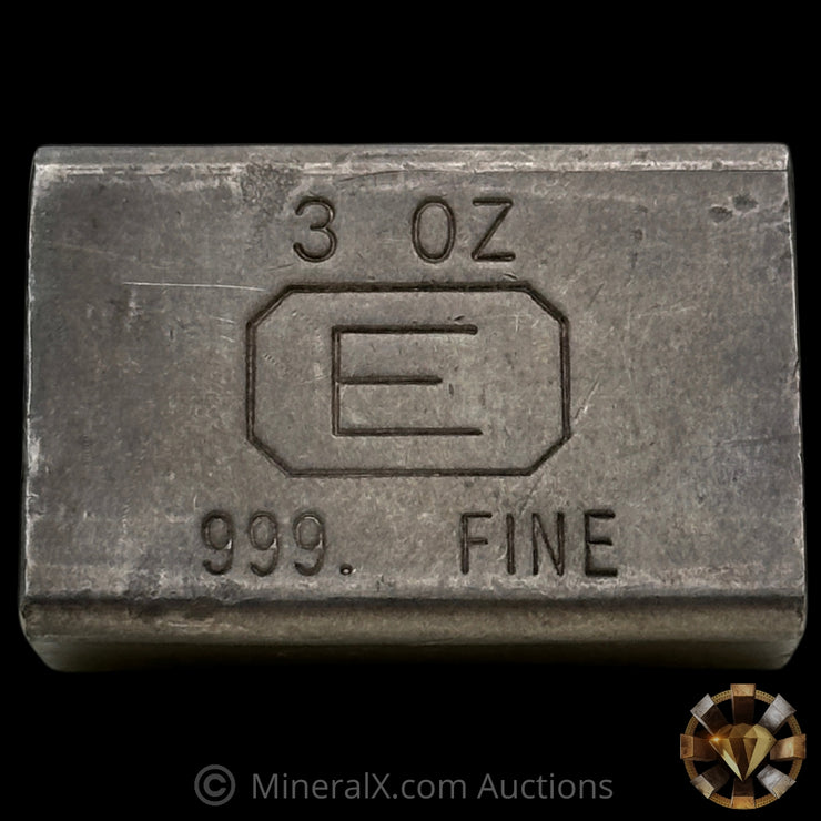 3oz Engelhard E Logo Industrial Extruded Vintage Silver Bar