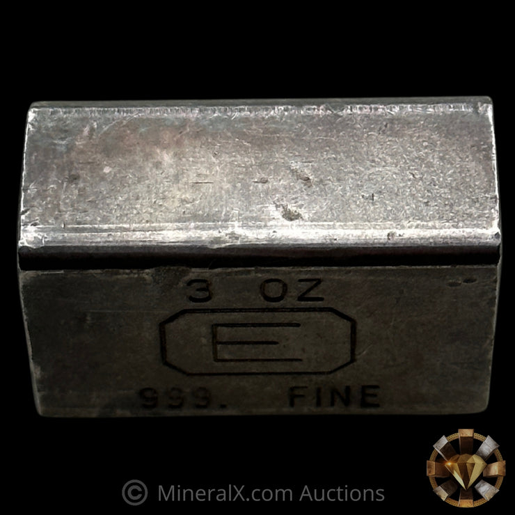3oz Engelhard E Logo Industrial Extruded Vintage Silver Bar