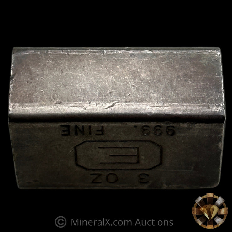 3oz Engelhard E Logo Industrial Extruded Vintage Silver Bar