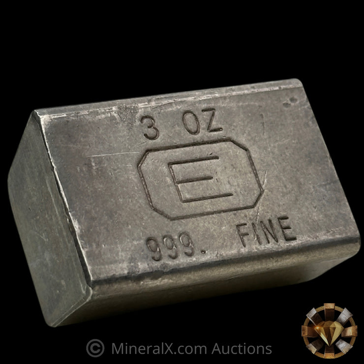 3oz Engelhard E Logo Industrial Extruded Vintage Silver Bar