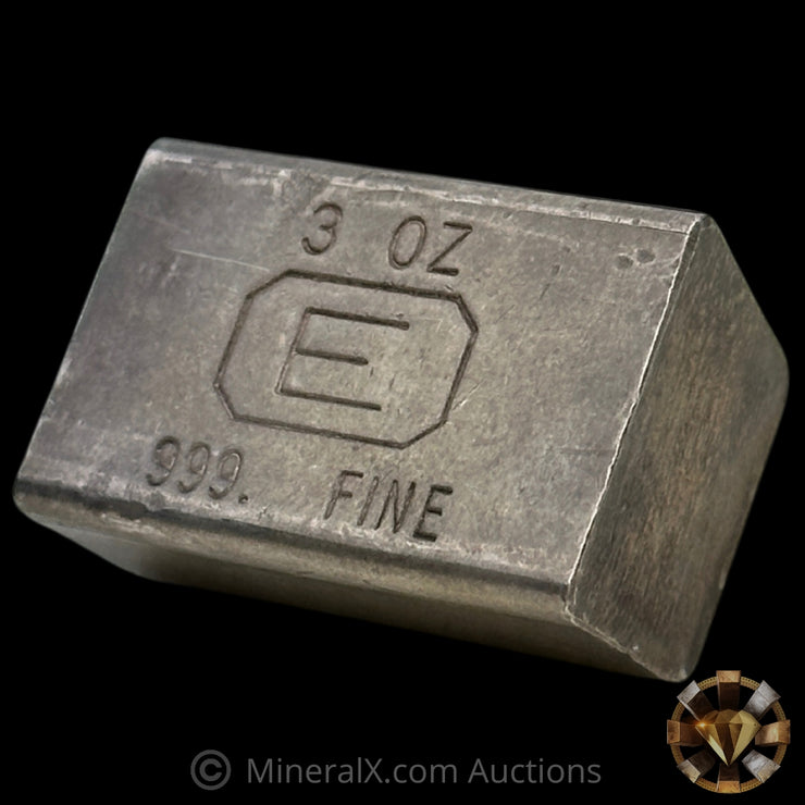 3oz Engelhard E Logo Industrial Extruded Vintage Silver Bar