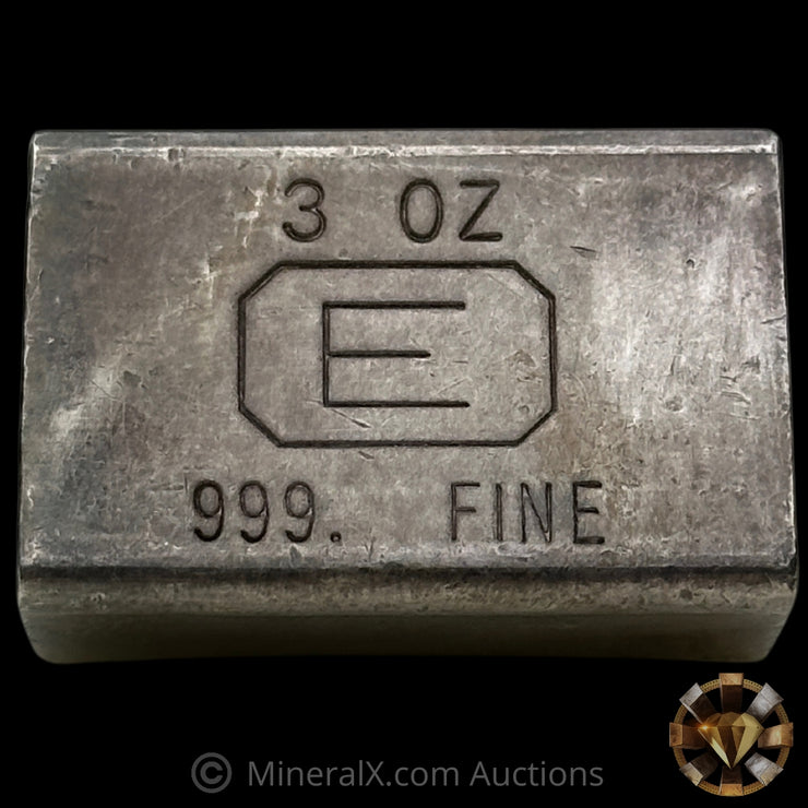 3oz Engelhard E Logo Industrial Extruded Vintage Silver Bar