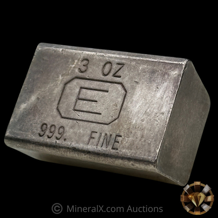 3oz Engelhard E Logo Industrial Extruded Vintage Silver Bar