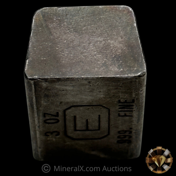 3oz Engelhard E Logo Industrial Extruded Vintage Silver Bar