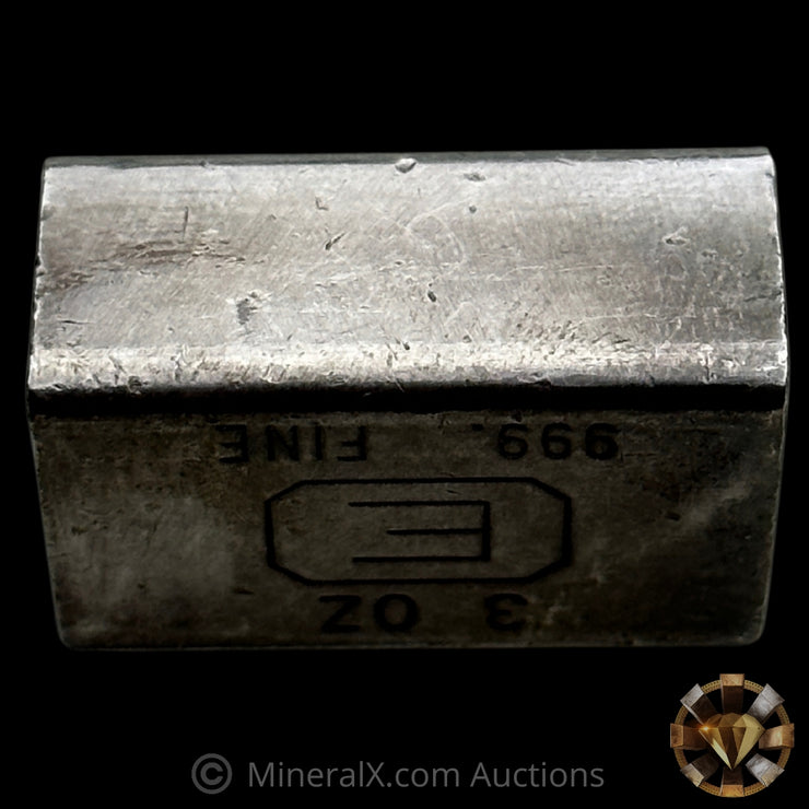 3oz Engelhard E Logo Industrial Extruded Vintage Silver Bar