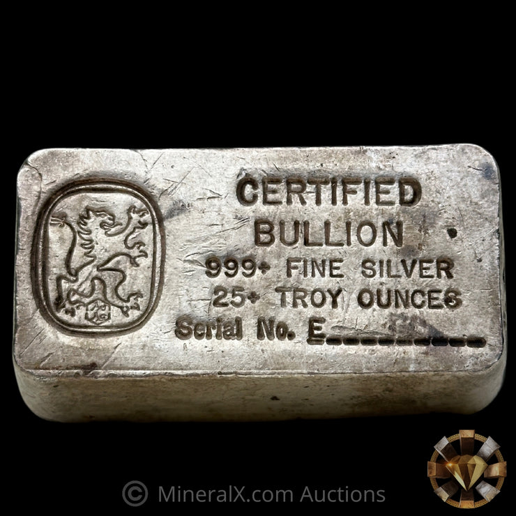 25.2oz Certified Bullion Vintage Silver Bar