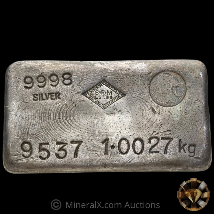 1.0027kg (Kilo) SRM Stanley Robert Mitchell Refiners Australia ABC Counterstamp Vintage Silver Bar