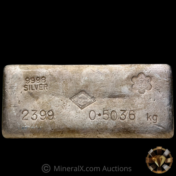 0.5036kg (1/2 Kilo) SRM Stanley Robert Mitchell Refiners Australia 2nd Series SCCC Counterstamp Vintage Silver Bar