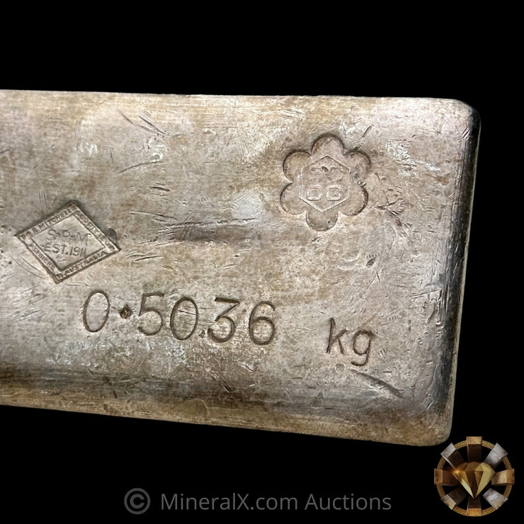 0.5036kg (1/2 Kilo) SRM Stanley Robert Mitchell Refiners Australia 2nd Series SCCC Counterstamp Vintage Silver Bar