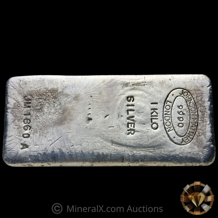 Kilo Johnson Matthey London Small JM Prefix Variety Vintage Silver Bar