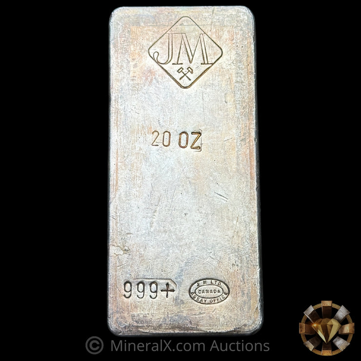 20oz JM Johnson Matthey Reverse Stamp Vintage Silver Bar