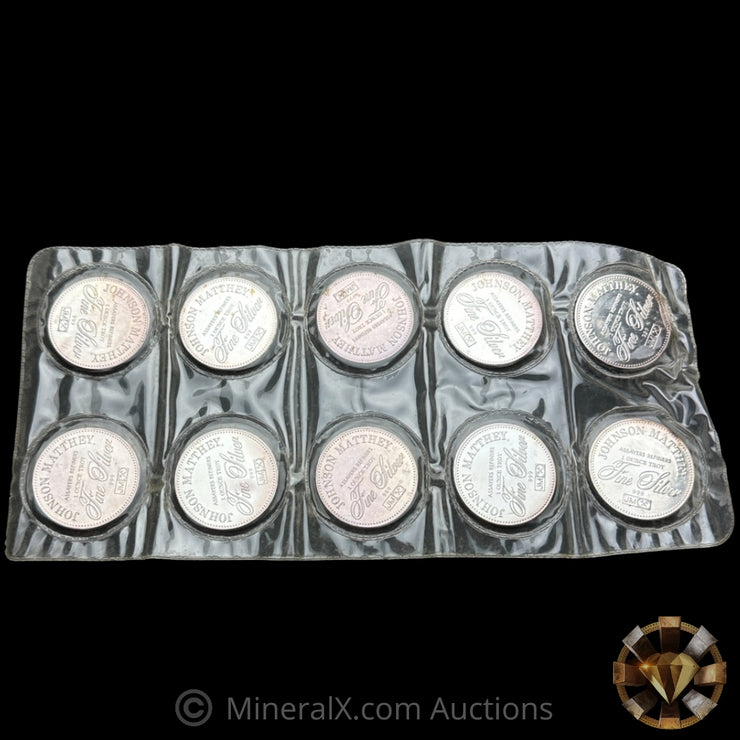 x10 1oz JM Johnson Matthey Freedom Silver Coins In Original Sheet