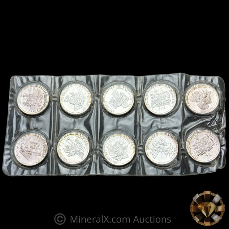 x10 1oz JM Johnson Matthey Freedom Silver Coins In Original Sheet