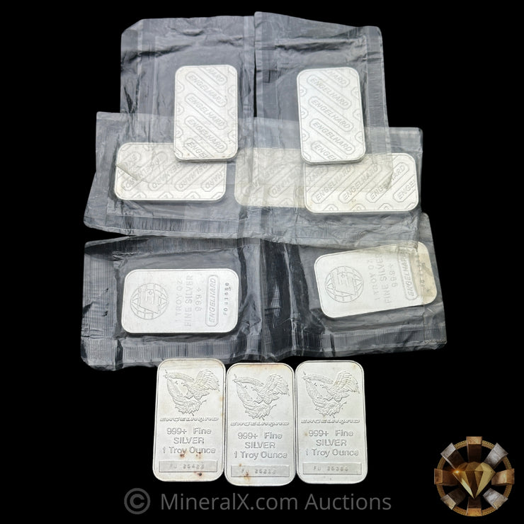 x10 1oz Engelhard Vintage Silver Bar Lot