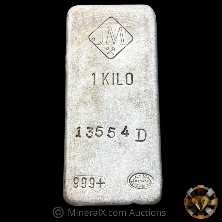 Kilo JM Johnson Matthey D Suffix Vintage Silver Bar