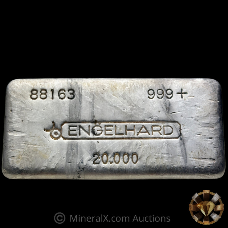 20oz Engelhard 3rd Series Bull Logo Flipped Serial Vintage Silver Bar
