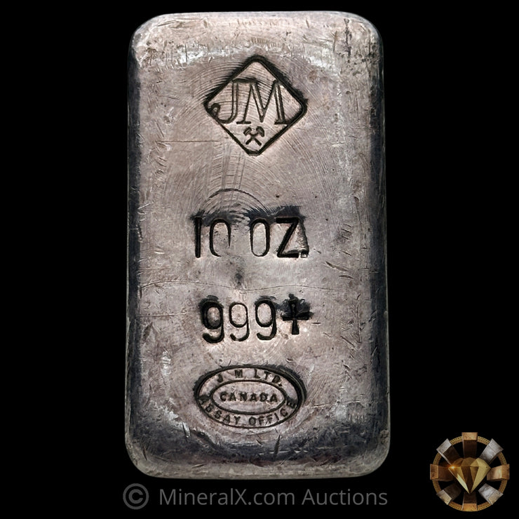 10oz JM Johnson Matthey Vintage Silver Bar With Unique JM LTD Canada Counterstamp