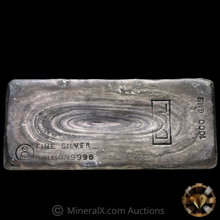 1000g (Kilo) Harrington Metallurgy Ltd Australia Vintage Silver Bar with DCL Counterstamp