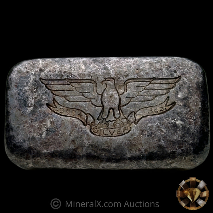 3oz W H Foster Vintage Silver Bar With Deak Triangle Counterstamp