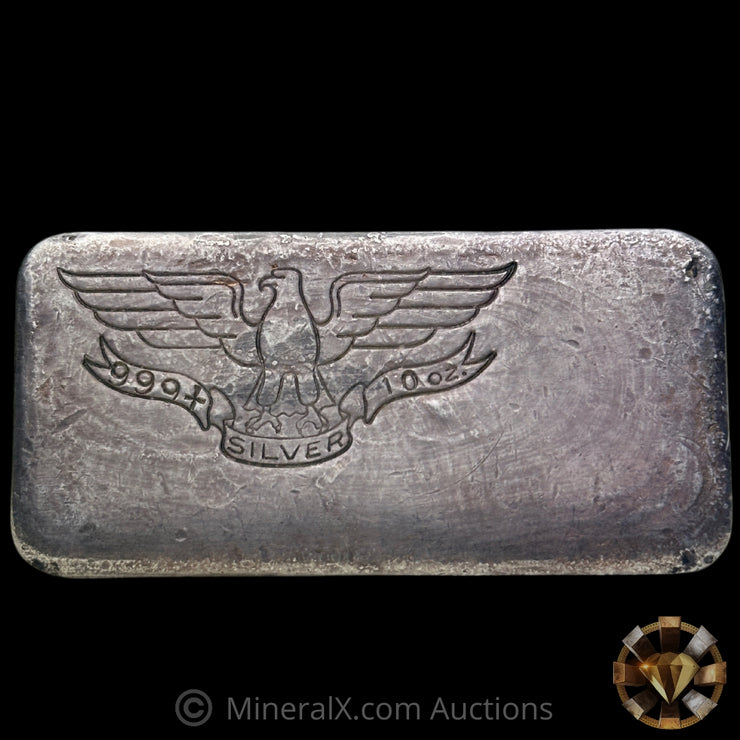 10oz W H Foster Vintage Silver Bar With Deak Triangle Star and Serial Counterstamps