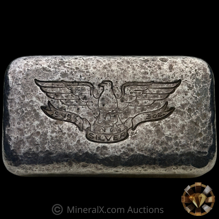 3oz W H Foster Vintage Silver Bar With Deak Triangle Counterstamp